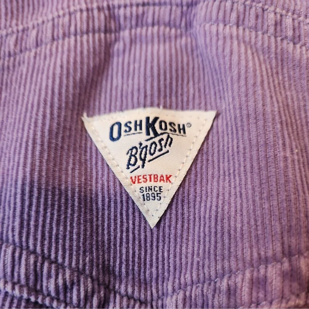 OshKosh B’Gosh Corduroy Overalls Purple Dress Sz 24mos Embroidered Flowers Y2K
